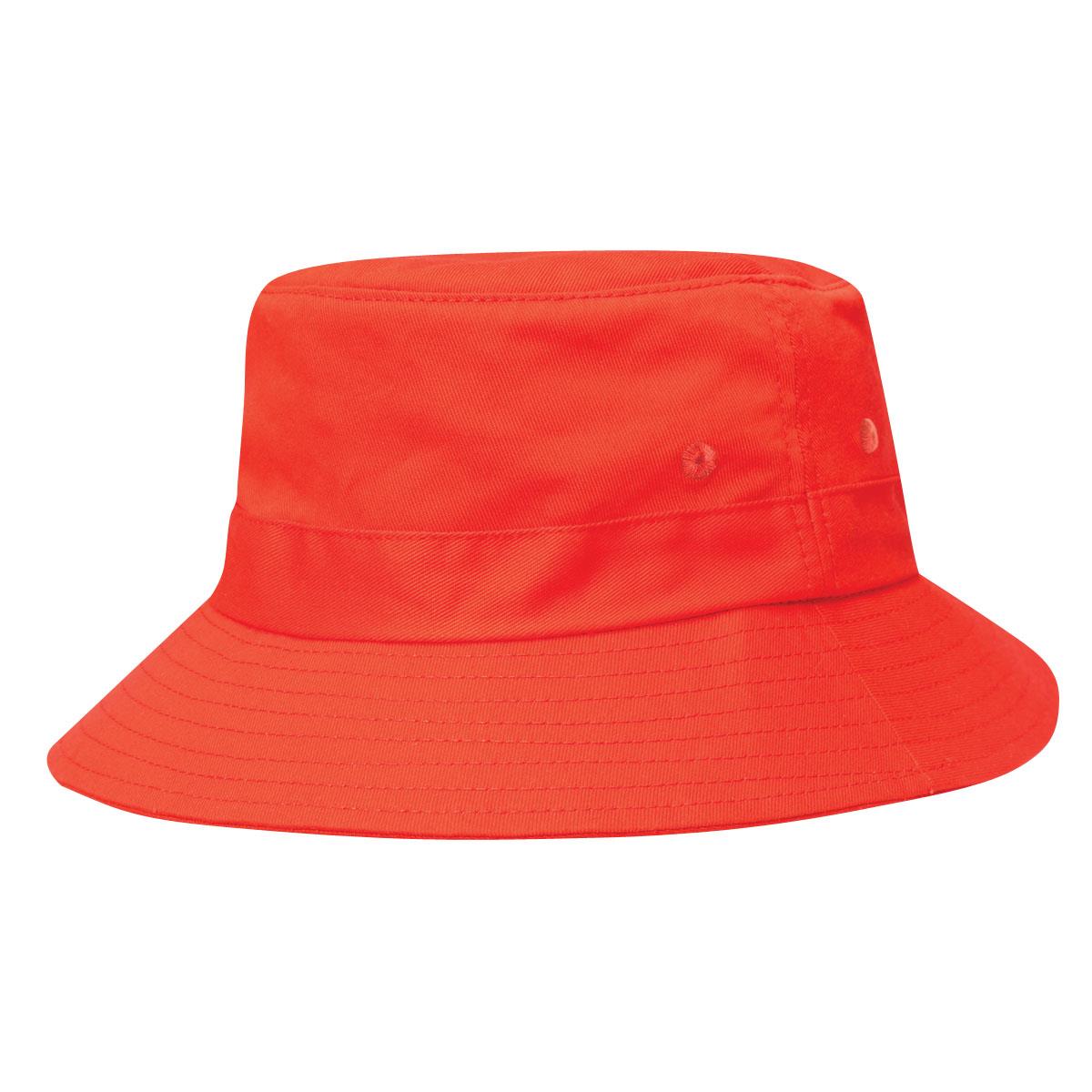 Kids Twill Bucket Hat w/Toggle - Red - Front