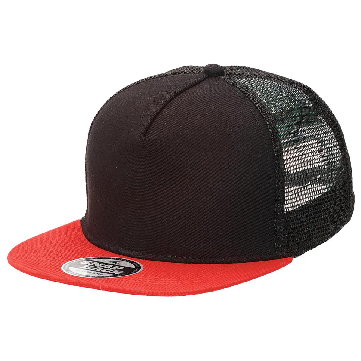 Chino Flat Peak Trucker - Black / Red / Black - Front