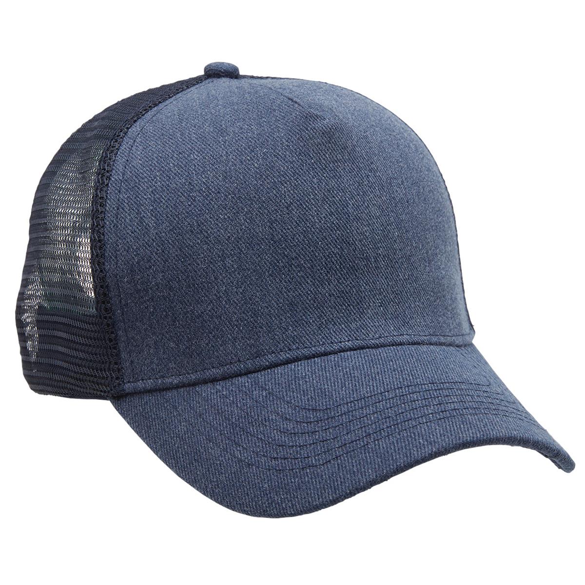 Heathered Mesh Trucker - Navy Heather / Navy - Front