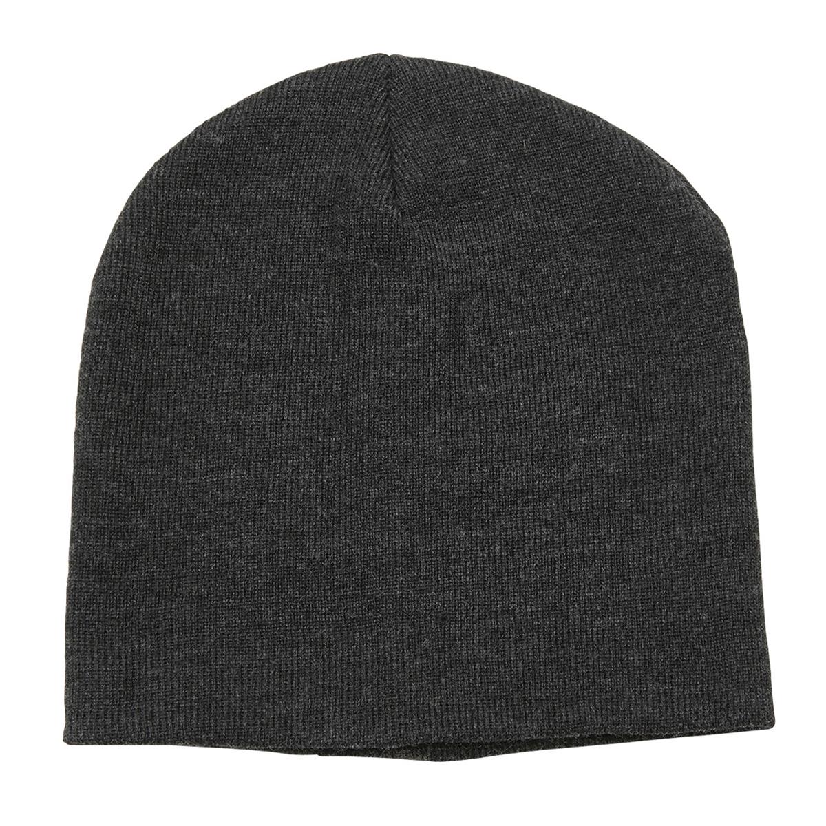 Heather Skull Beanie - Black Heather - Front