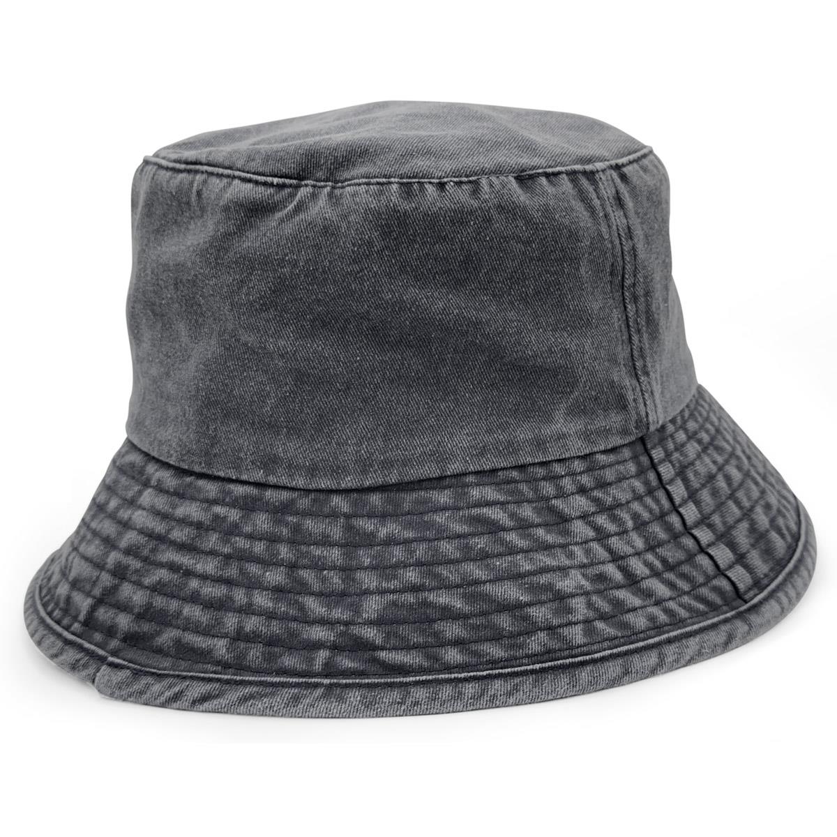 Washed Chino Bucket Hat - Black - Front