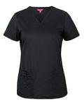 JB's Ladies Premium Scrub Top - Black - Front