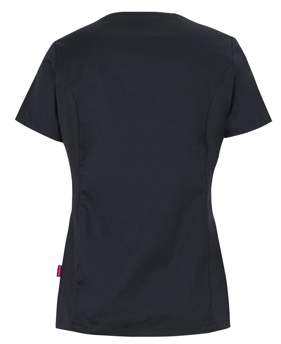JB's Ladies Premium Stretch Panel Scrub Top - Black - Back