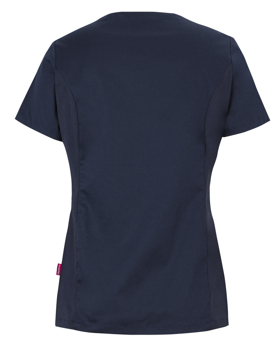 JB's Ladies Premium Stretch Panel Scrub Top - Navy - Back
