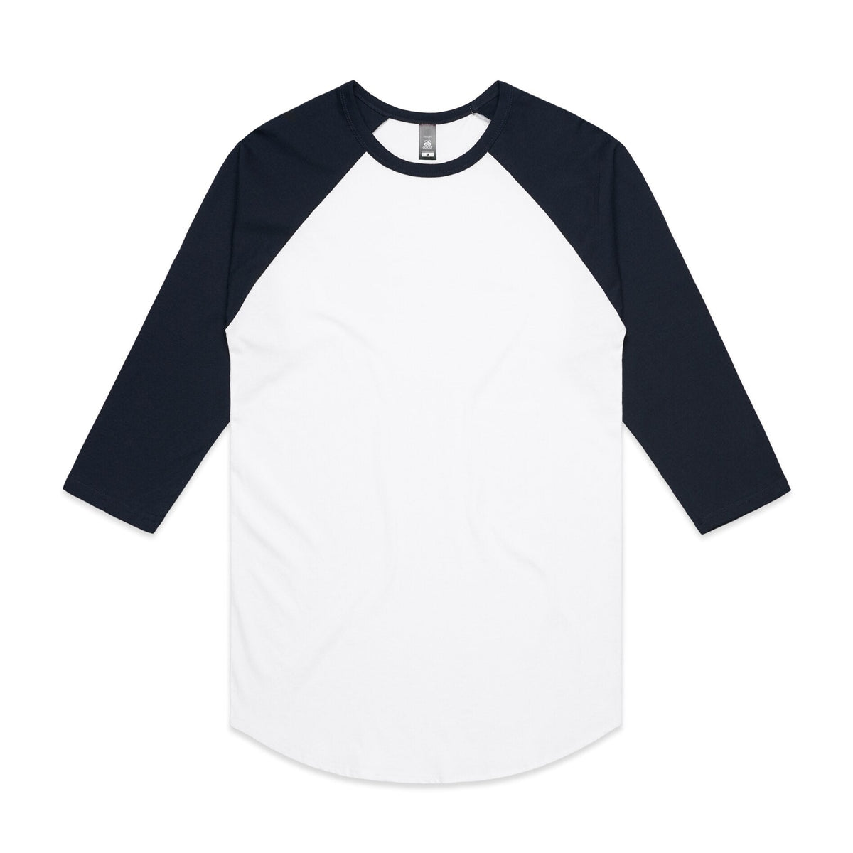 Raglan Tee 5012 - White/Navy - Front