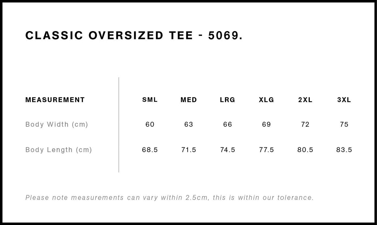 Classic Oversized Tee 5069 - Size guide