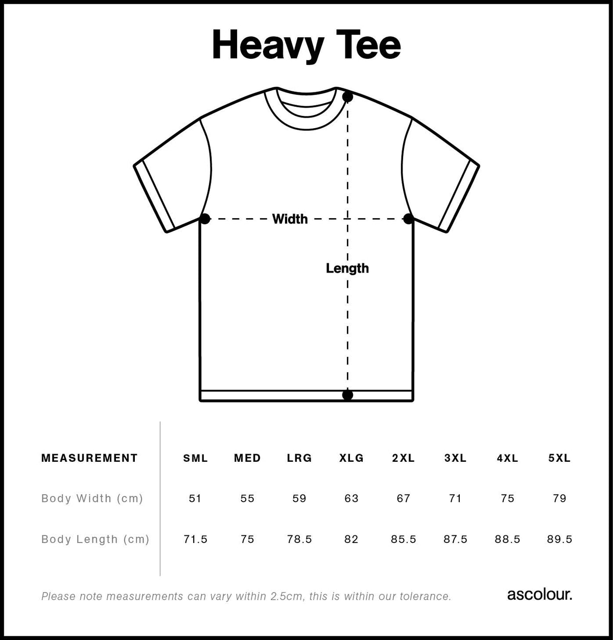 Heavy Tee 5080S - Size guide