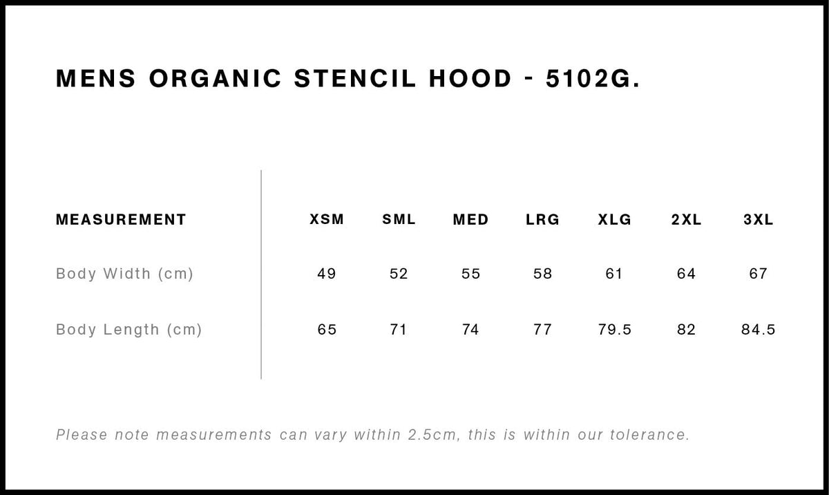Organic Stencil Hood 5102G - Size guide