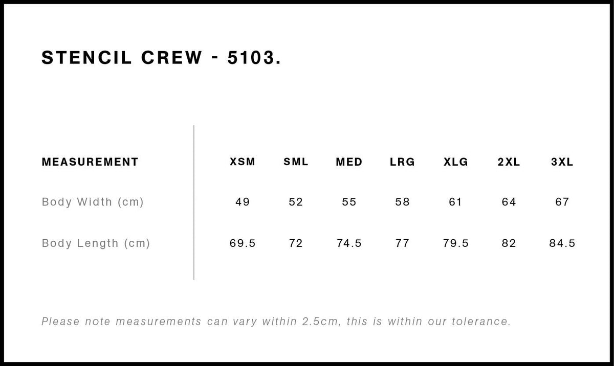 Stencil Crew 5103 - Size guide