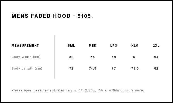 Faded Hood 5105S - Size guide