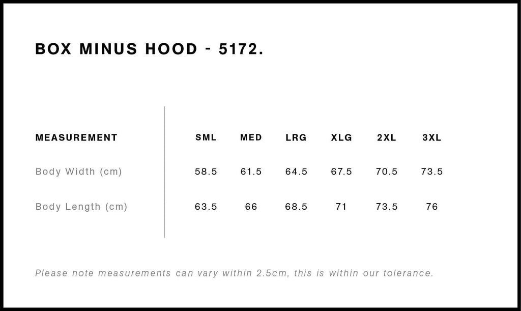 Box Minus Hood [-4cm] 5172 - Size guide