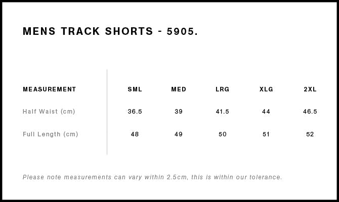 Track Shorts 19" 5905 - Size guide