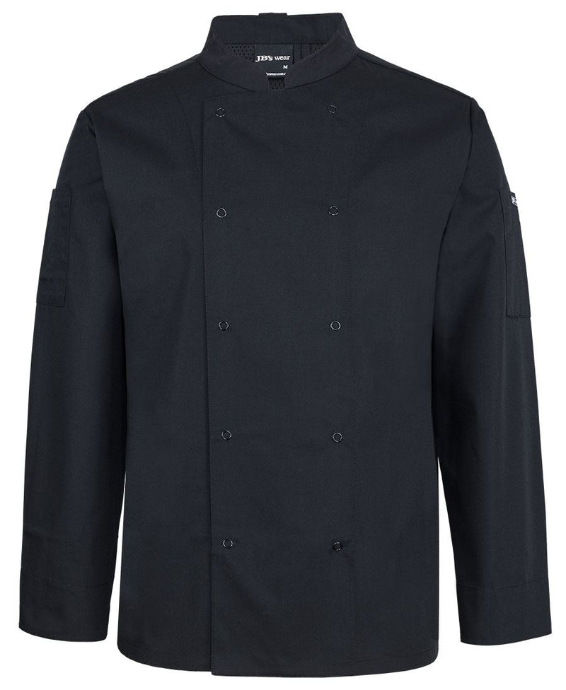 JB's L/S Snap Button Chefs Jacket - Black - Front