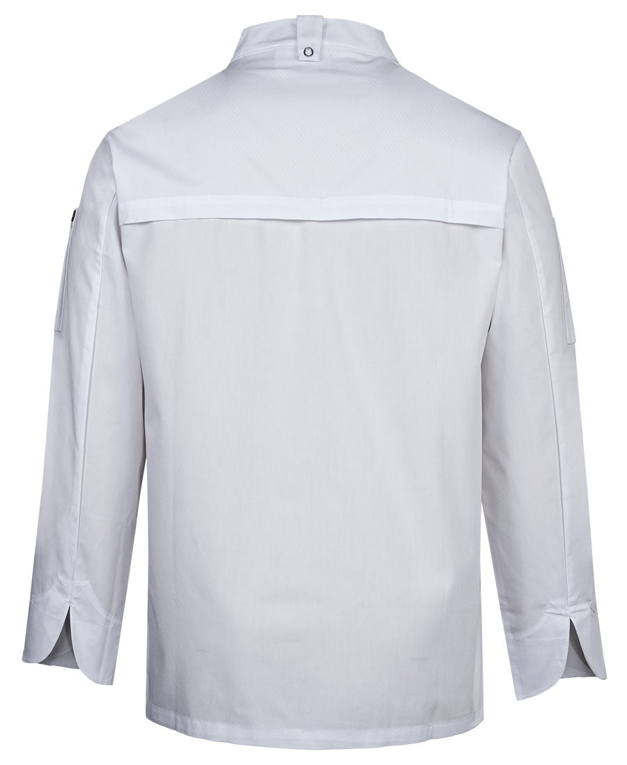 JB's L/S Snap Button Chefs Jacket - White - Back