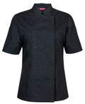 JB's Ladies S/S Snap Button Chef Jacket - Black - Front