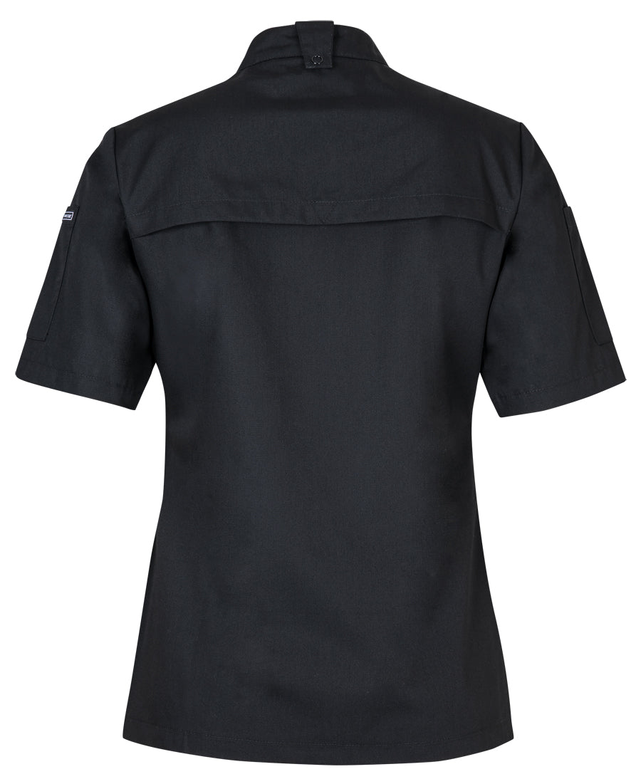 JB's Ladies S/S Snap Button Chef Jacket - Black - Back