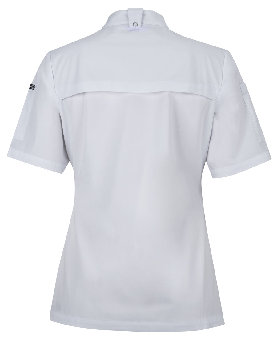 JB's Ladies S/S Snap Button Chef Jacket - White - Back
