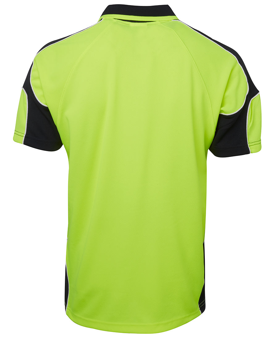 JB's Hi Vis S/S Arm Panel Polo - Lime/Black - Back