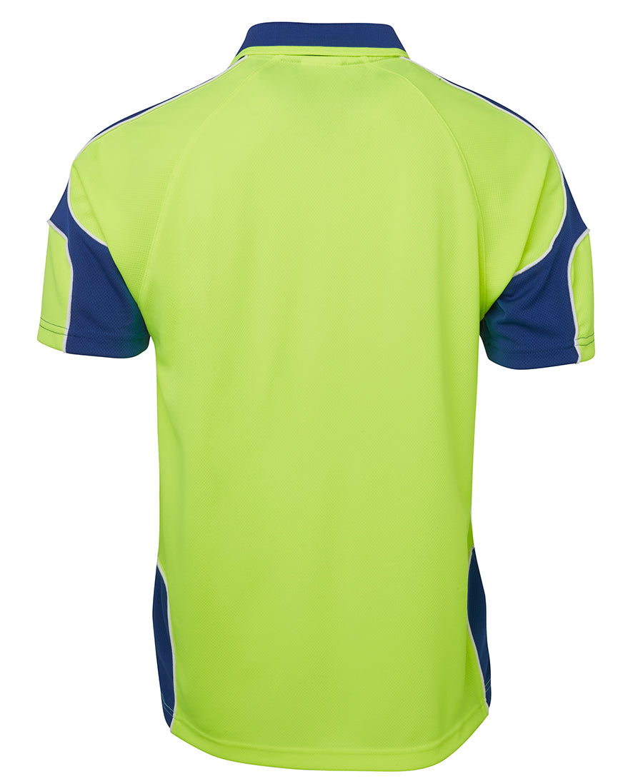 JB's Hi Vis S/S Arm Panel Polo - Lime/Royal - Back
