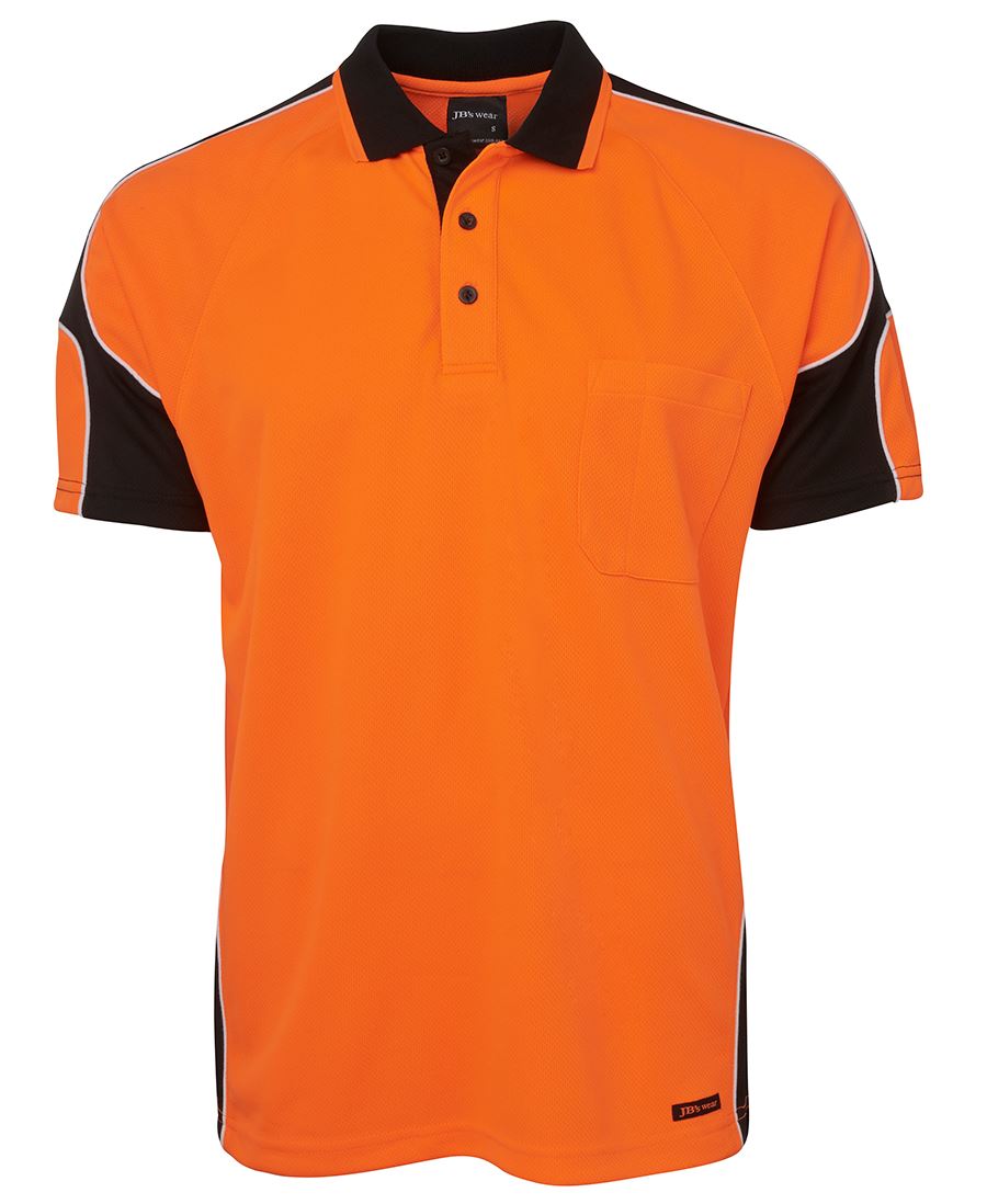 JB's Hi Vis S/S Arm Panel Polo - Orange/Black - Front