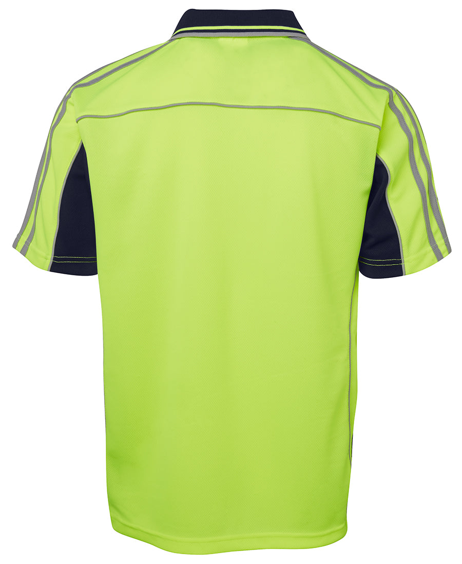JB's Hi Vis S/S Arm Tape Polo - Lime/Navy - Back
