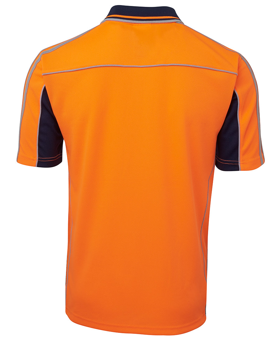 JB's Hi Vis S/S Arm Tape Polo - Orange/Navy - Back
