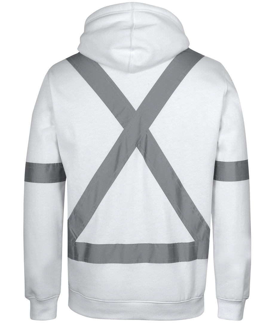 JB's Fleece Hoodie with Reflective Tape - White - Back