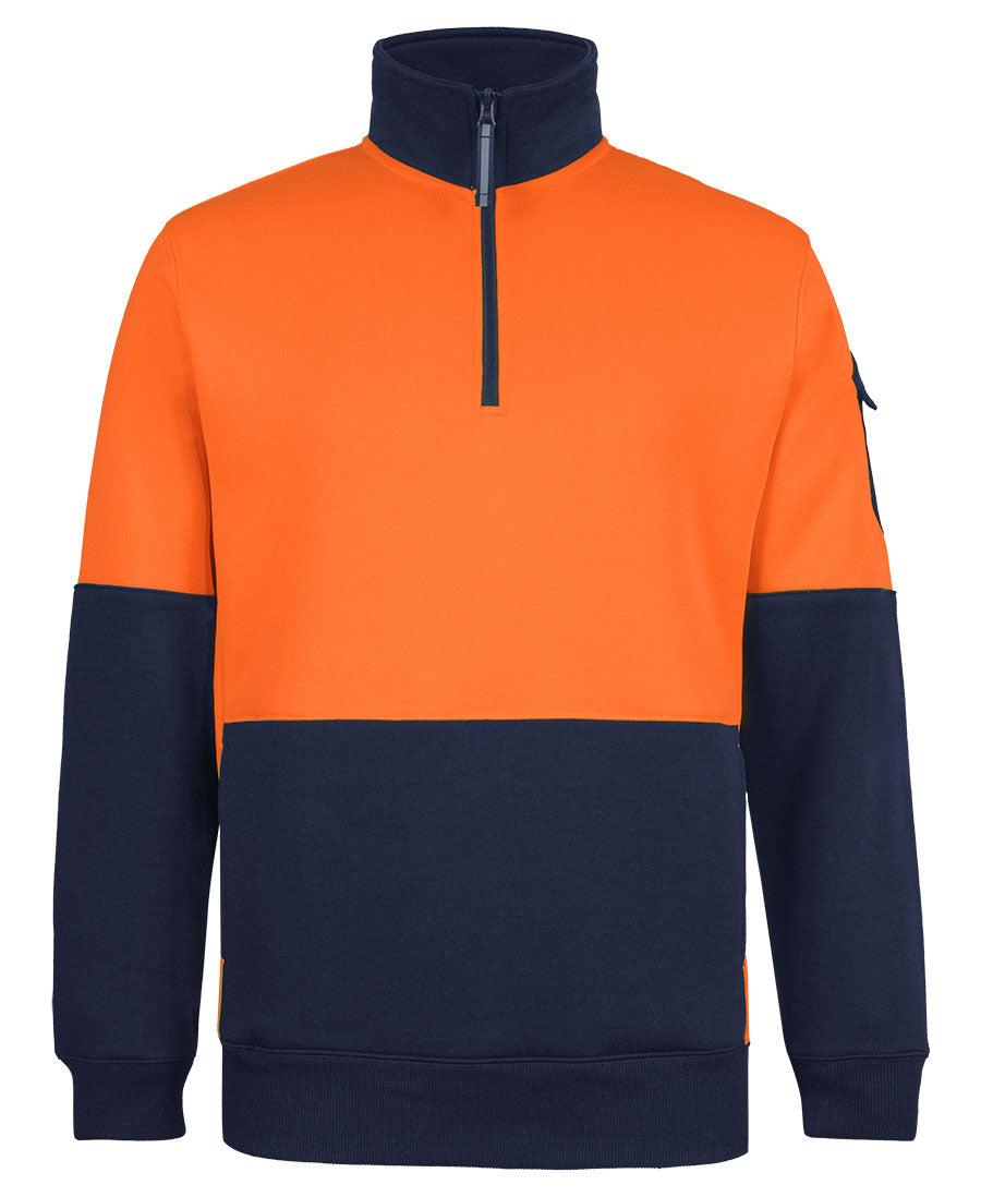 JB's 350g Hi Vis 1/2 ZIp Trade Fleece - Orange/Navy - Front