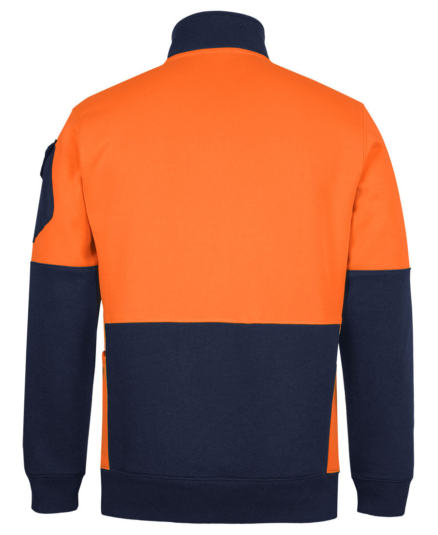 JB's 350g Hi Vis 1/2 ZIp Trade Fleece - Orange/Navy - Back