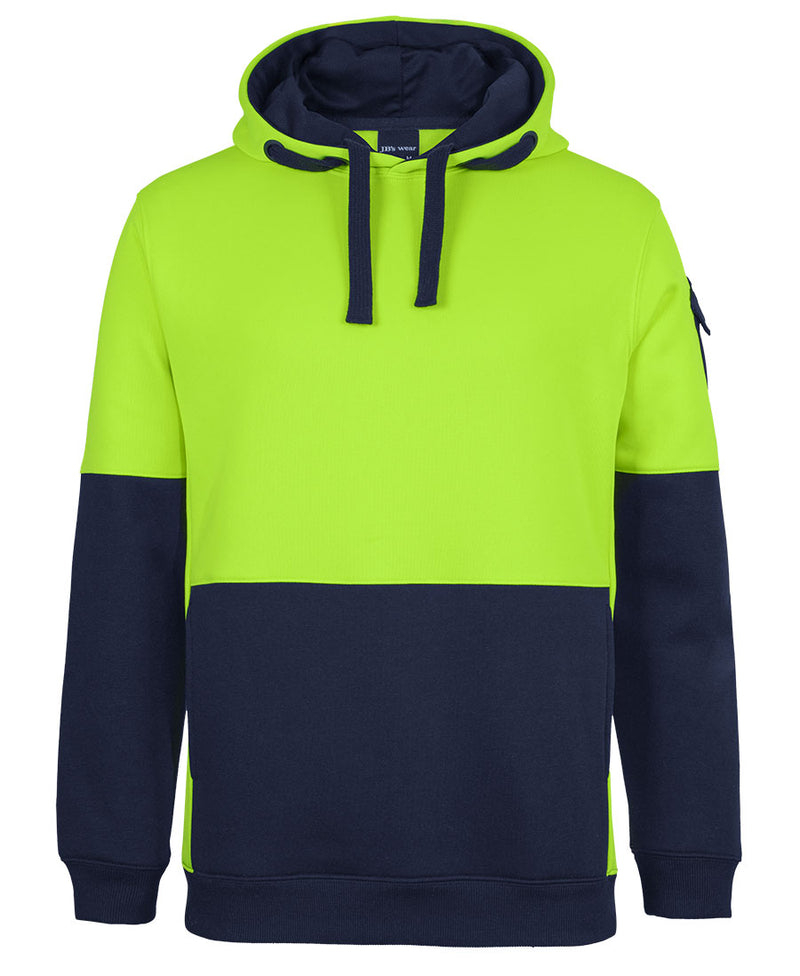 JB's 350g Hi Vis Trade Hoodie - Lime/Navy - Front