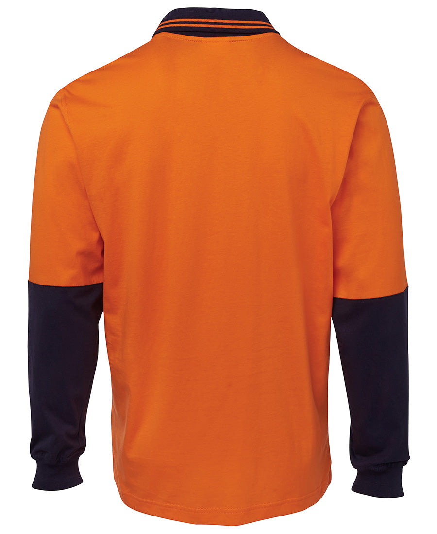 JB's Hi Vis L/S Cotton Polo - Orange/Navy - Back