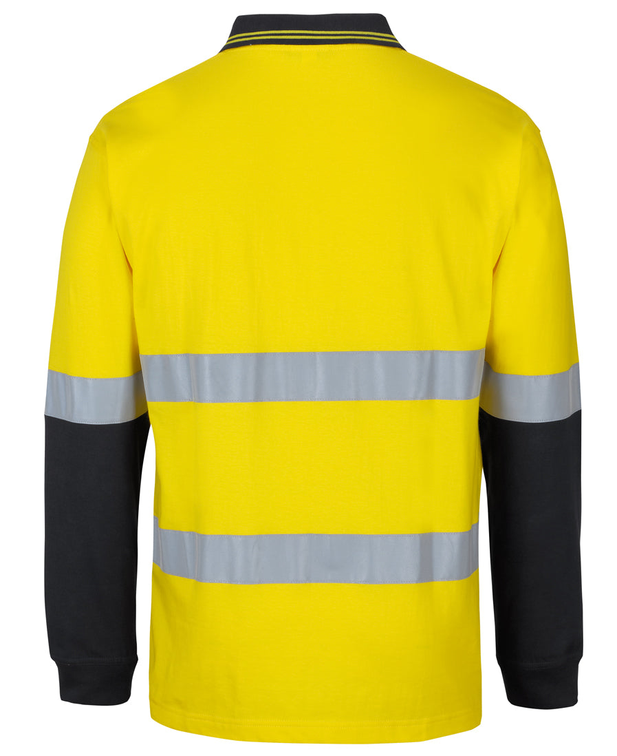 JB's Hi Vis (D+N) L/S Cotton Polo - Yellow/Black - Back