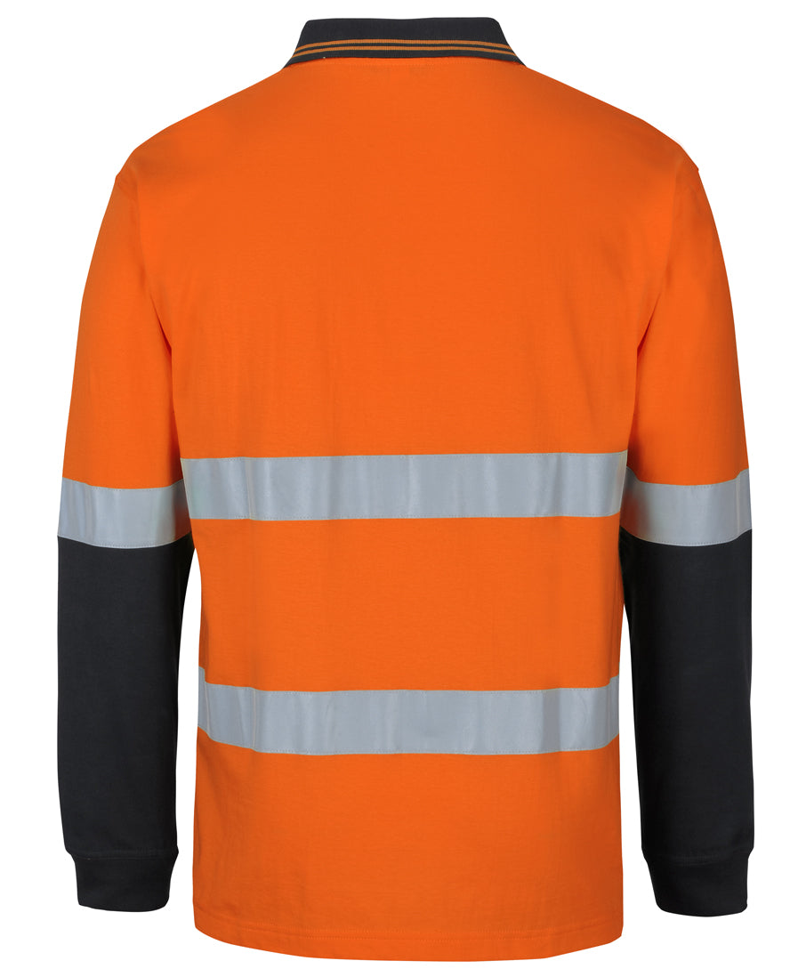 JB's Hi Vis (D+N) L/S Cotton Polo - Orange/Black - Back