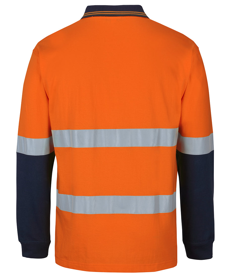 JB's Hi Vis (D+N) L/S Cotton Polo - Orange/Navy - Back