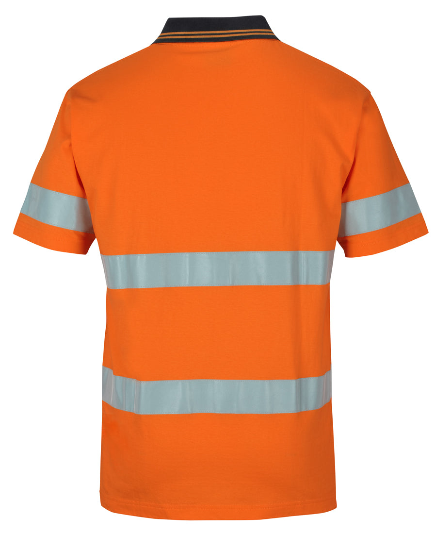 JB's Hi Vis (D+N) S/S Cotton Polo - Orange/Black - Back