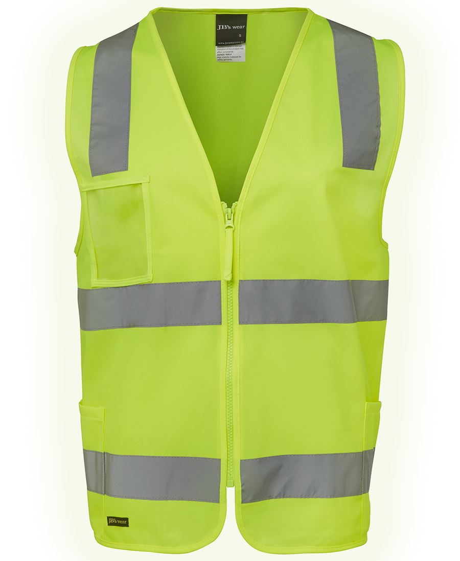 JB's Hi Vis (D+N) Zip Safety Vest - Lime - Front