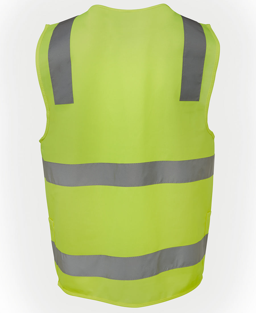 JB's Hi Vis (D+N) Zip Safety Vest - Lime - Back