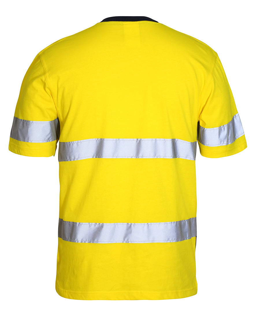 JB's Hi Vis (D+N) Cotton T-Shirt - Yellow/Navy - Back