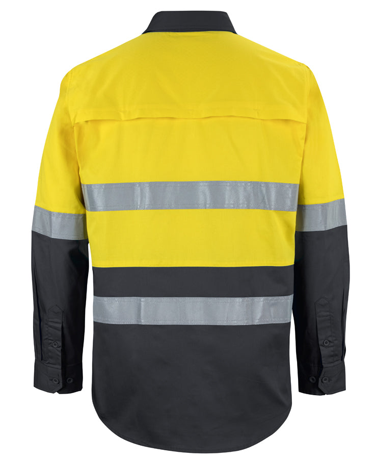 JB's Hi Vis L/S (D+N) 150G Work Shirt - Yellow/Black - Back