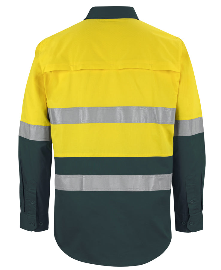 JB's Hi Vis L/S (D+N) 150G Work Shirt - Yellow/Green - Back