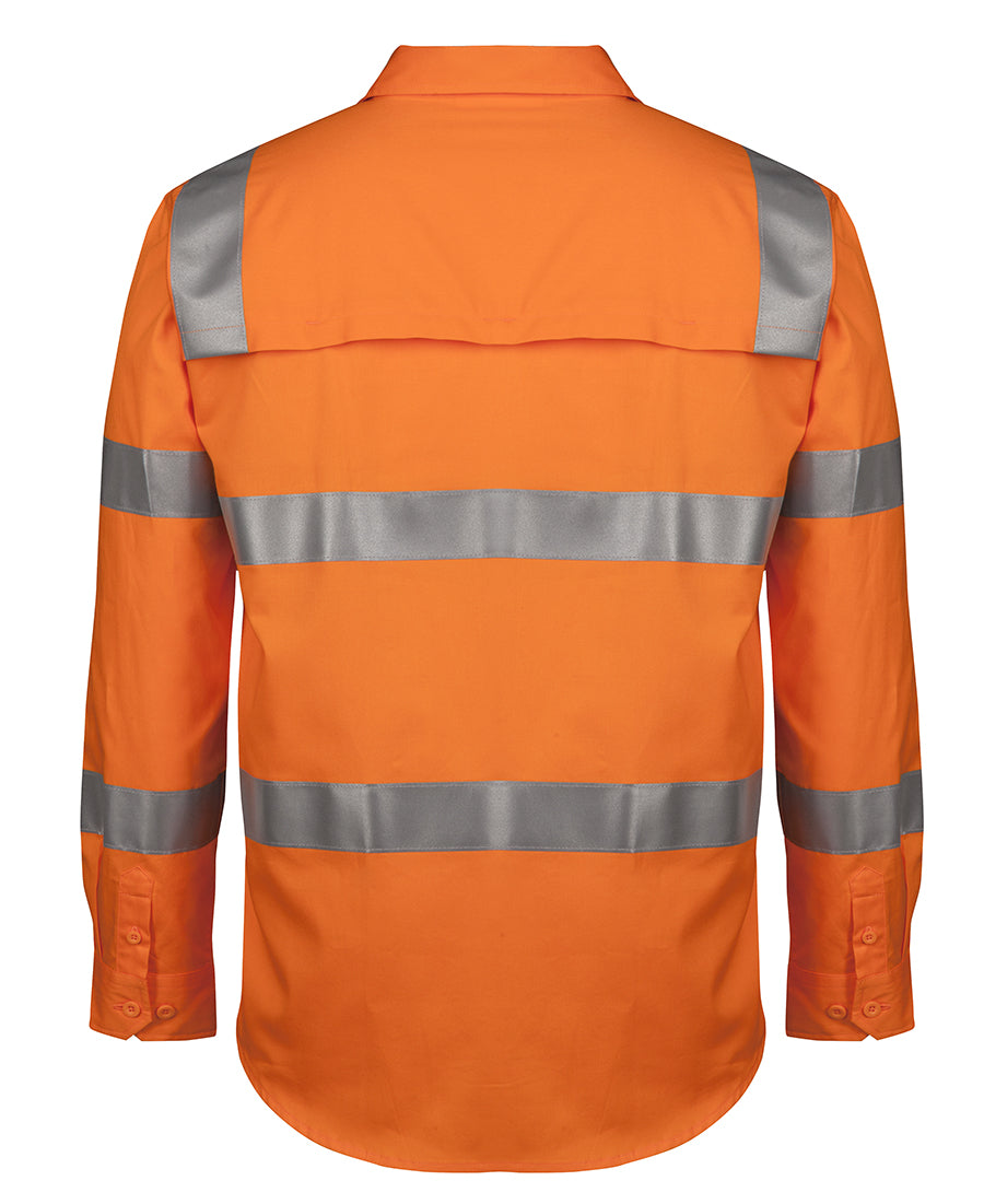 JB's Hi Vis (D+N) L/S 150g AUST. Rail Work Shirt - Orange - Back