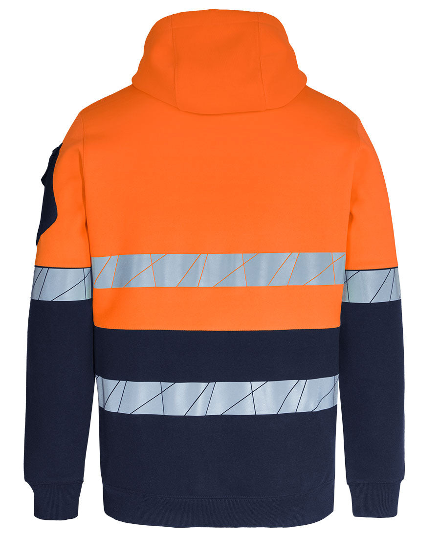 JB's 450g Hi VIs Pull Over Hoodie with Fragmented Tape - Orange/Navy - Back