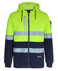 JB's 450g Hi Vis Full Zip Hoodie with Fragmented Tape - Lime/Navy - Front