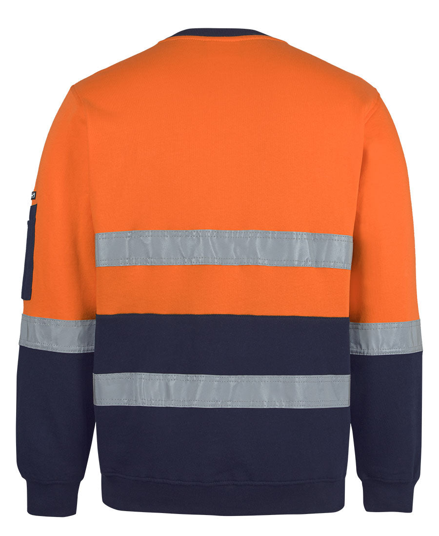 JB's Hi Vis (D+N) 310 Cotton Crew Neck Sweater - Orange/Navy - Back
