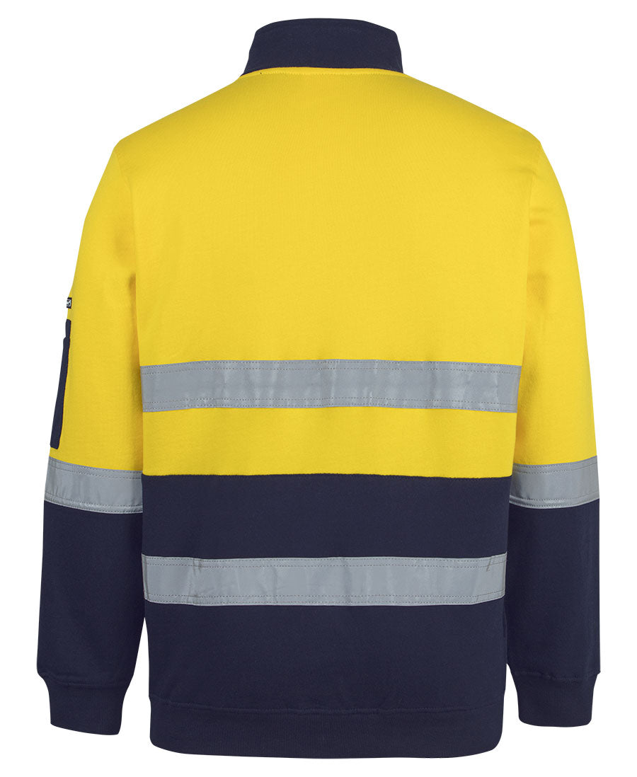 JB's Hi Vis (D+N) 310 Cotton 1/2 Zip Fleece - Yellow/Navy - Back