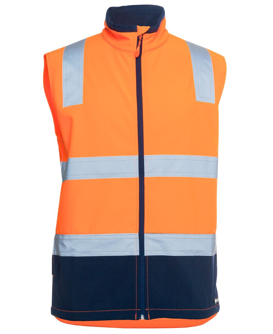 JB's Hi Vis (D+N) Three Layer Softshell Vest - Orange/Navy - Front