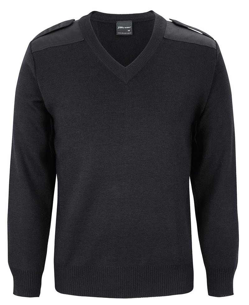 JB's Knitted Epaulette Jumper - Black - Front