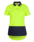 JB's Ladies Hi Vis S/S Drop Tail Polo - Lime/Navy - Front