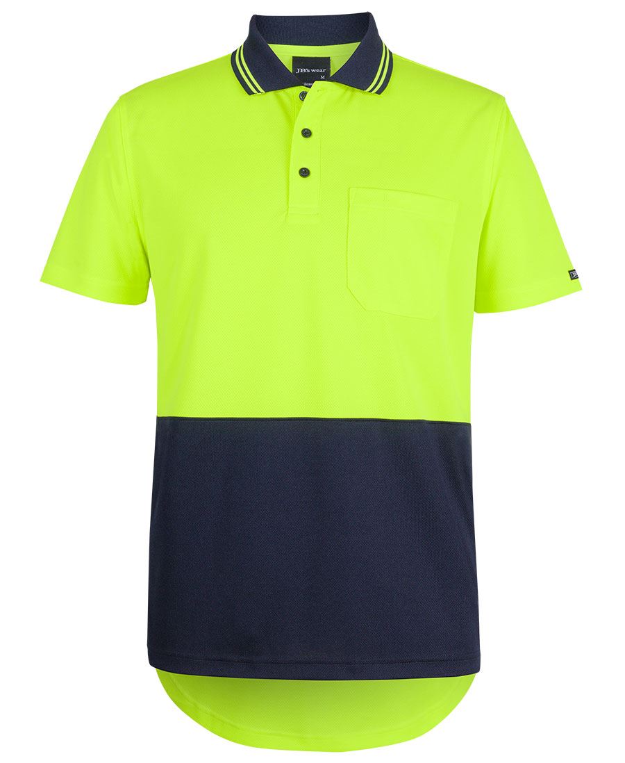 JB's Hi Vis S/S Drop Tail Polo - Lime/Navy - Front