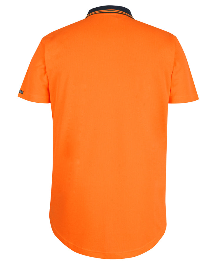 JB's Hi Vis S/S Drop Tail Polo - Orange/Navy - Back